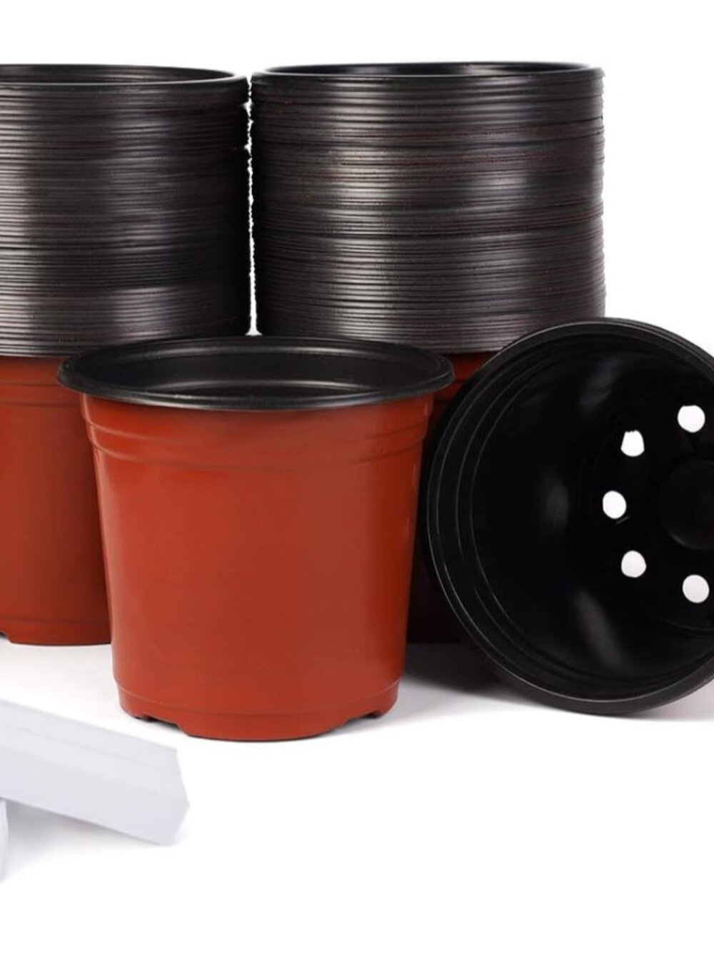 100-Pack 6 Inch Plastic Nursery Pots Come with 100 Pcs Labels, Seedling Flower P